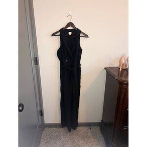 A New Day - Black Jumpsuit Only Worn Once Size S Belt Tie Double Breast Button F